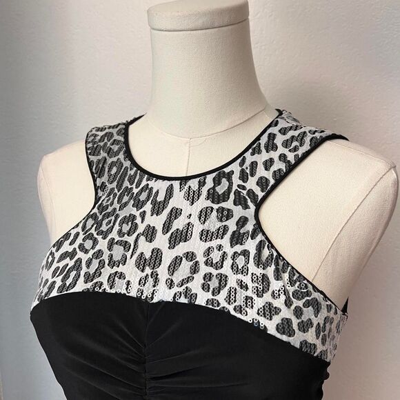 Cache Black & Silver Animal Print Sequin Dress – Size 4 - Picture 2 of 6